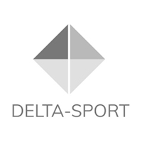 logo delta sport graue raute und schrift auf weissem grund